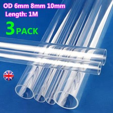 3X 1M Clear Acrylic Tube 6mm 8mm 10mm OD Plastic Hollow Round Pipe Tubular Rigid
