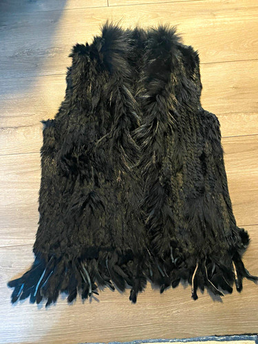 Women black real rabbit - black,
