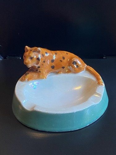 Vintage japan leopard ashtray - vintage,