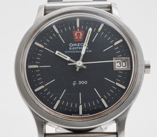 [Exc+5] Vintage Omega Chronometer F300 Black Dial 35mm Men's Quartz Watch