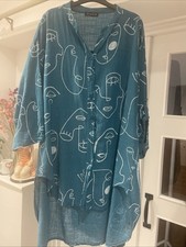 Ladies Made In Italy Cotton & Linen Tunic Shirt New Best Fit Size 22/24