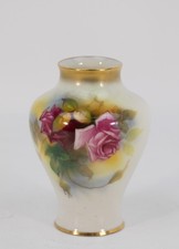 Stunning Royal Worcester Hand Painted Rose 4.25" Vase 2491