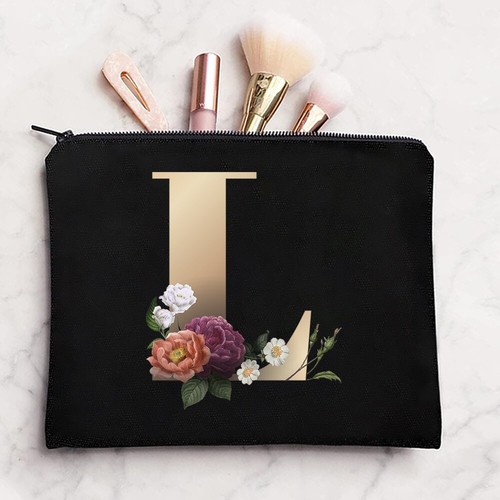 Gold letter travel bag wash - gold,