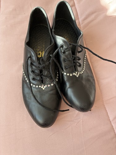 Black leather line dance - leather, shoes