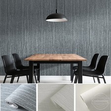1-6 Rolls Grey Stripes Embossed Wallpaper Plain Heavy Thick Non-Woven Wallpaper