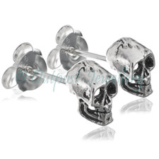 Human Skull Stud Earrings Pair
