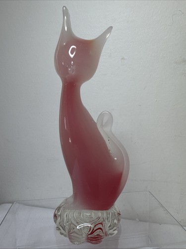 Murano glass cat - glass, pink