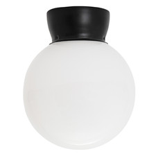Traditional Matte Black and Opal Glass Globe IP44 Bathroom Ceiling Light Fitt...