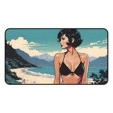 Coastal Vintage Desk Mat - Beach Aesthetic, Office Decor, Gamer Accessory,