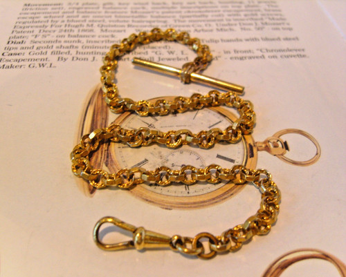 Pocket watch chain 18ct gold - chain,