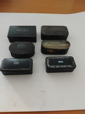 Six Antique Papiermache Pocket Snuff Boxes