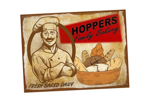 Vintage bakery metal sign - bakery,