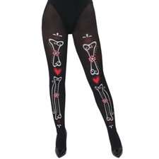 LADIES DAY OF THE DEAD TIGHTS HALLOWEEN FANCY DRESS COSTUME SUGAR CANDY SKULL
