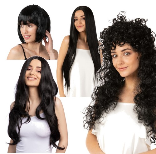 Black ladies wig halloween - ladies,