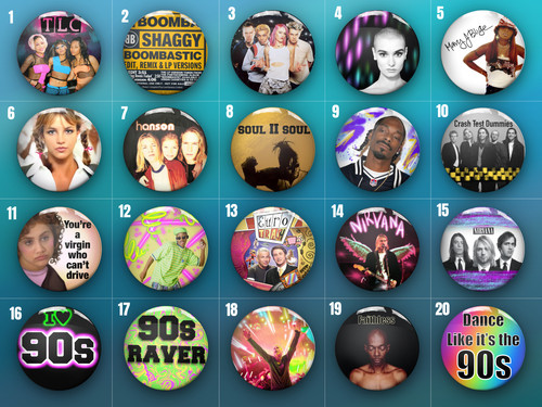 90s pin badges - 90s, nineties