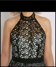 Lipsy Kardashian Kollection Size 8 Lace Halter-neck Black Off White Pencil Dress