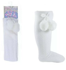Boy/Girl soft touch pom pom ribbed Spanish Romany style Knee high socks 18-24mo