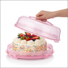 Large Round Cake Pastry Storage Carrier Box Container Clear Lockable Lid Cover