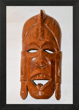 Wooden African Tribal Mask Framed Wall Art Poster Canvas Print Picture