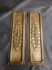 2  BRASS SUPERB ORNATE DOOR FINGER PLATES 28 CM X 8 CM CLOVER DESIGN 