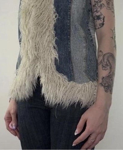 Denim afghan gillet - denim, size