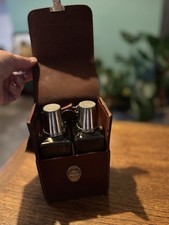 Vintage Drinks Flasks With Leather Carry Case Picnic Races