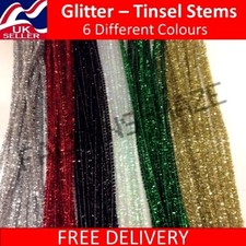 GLITTER/TINSEL Craft Stems Pipe Cleaners for Crafts 30cm x 6mm