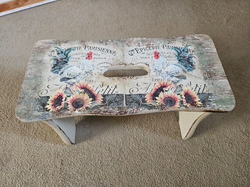 Upcycled wooden footstool - upcycled,