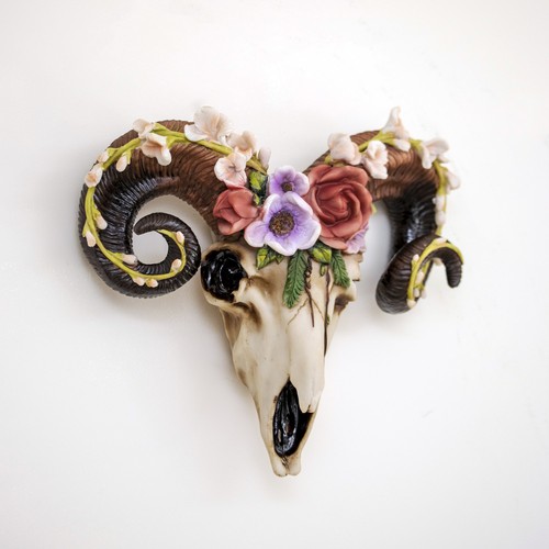 Floral ram skull wall - skull,