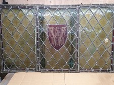 UNIQUE ARMORIAL  VICTORIAN / GEORGIAN STAINED GLASS HAND PAINTED WINDOWS PANELS 