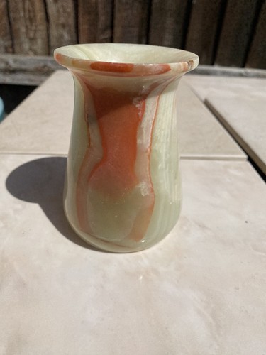 Onyx carved stone vase - carved,