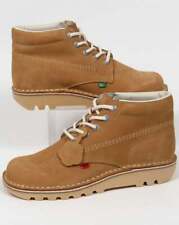 Kickers Kick Hi Boots in Tan - light brown nubuck shoes