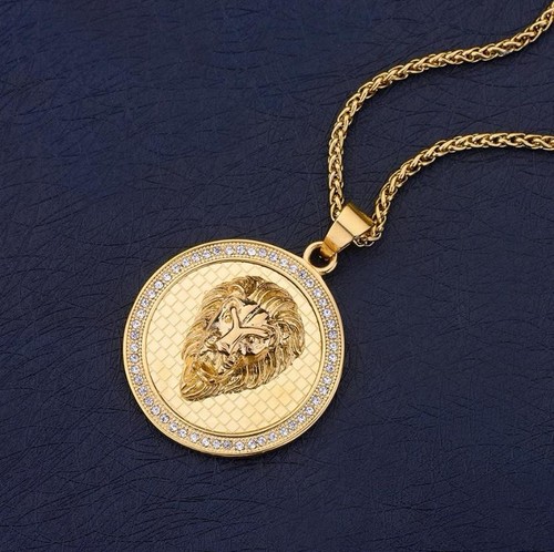 Lion necklace gold stainless - necklace,