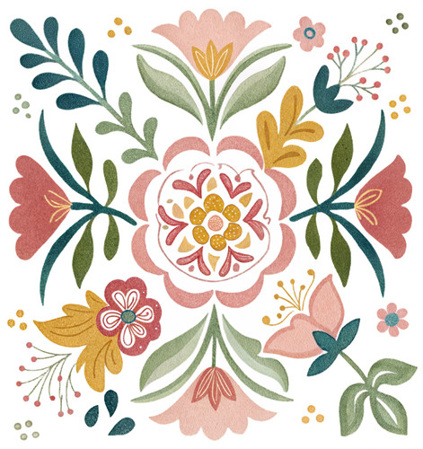 4pcs floral moroccan tile - floral,
