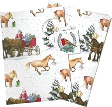Horse Christmas Recycled and Recyclable Gift Wrapping - 2 sheets - 2 tags