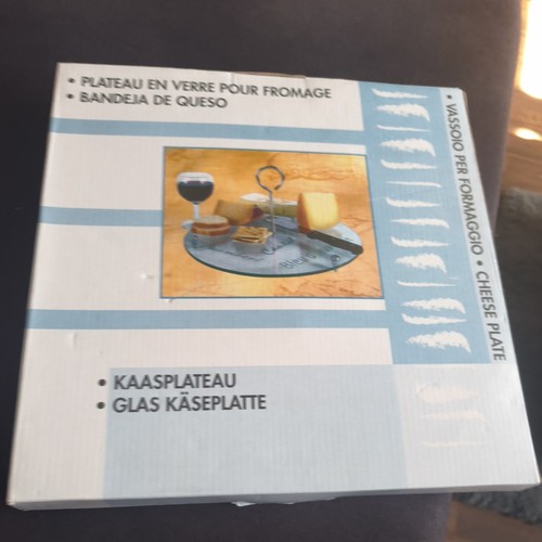 Round glass cheese board - glass,
