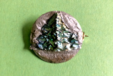 Bismuth Crystal Mounted On Stone Base Pin Badge. 24th August 1964