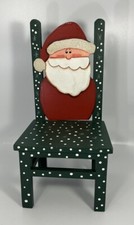 Vintage 1990's Santa Christmas Wood Doll Chair Hand Crafted & Painted 12"X6"X5"