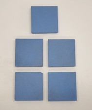 Set of 5 Antique 2" Square Geometrical Floor Tiles Plain Blue