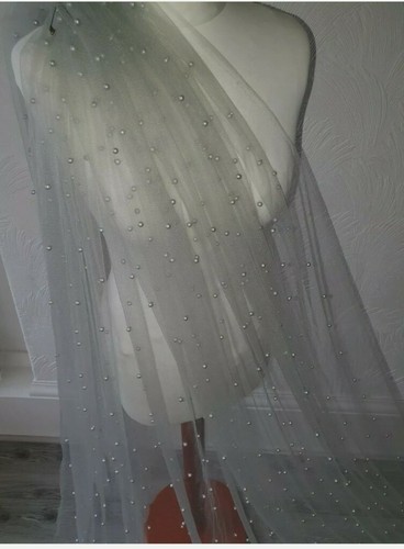 Grey pearl tulle fabric - pearl,