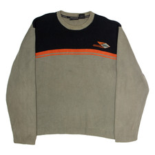 Vintage HARLEY DAVIDSON Mens Patterned Jumper Grey Crew Neck 90s 2XL