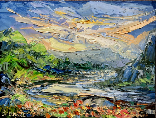 Impressionist river landscape - impressionist,