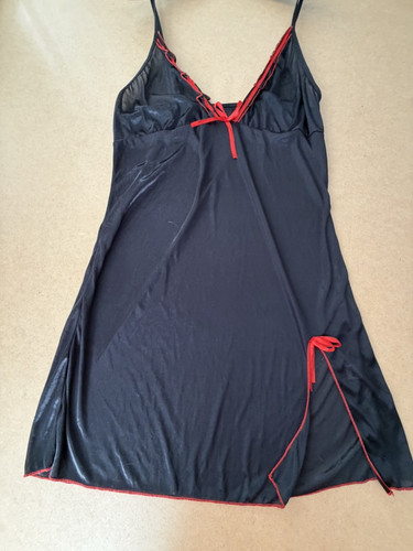 Women black satin - black, chemise