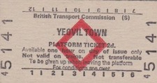 British Railways BTC Red Diamond PLATFORM Ticket YEOVIL TOWN 5141