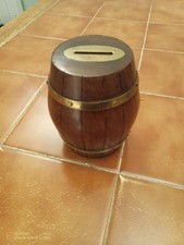Vintage Wooden Barrel Money Box