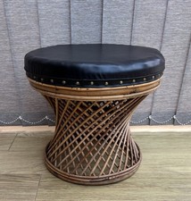 Vintage Cane Bamboo Foot Stool