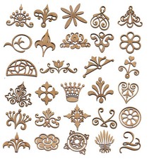 10x Wooden Floral Shapes