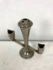 Vintage Grenadier England Zinc Silver Plate Double Candlestick & Bud Vase