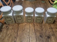 Eternal Beau Lidded Jars Tea, Coffee, Sugar 2× Flour