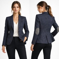 Zara Knit Textured Navy Blazer